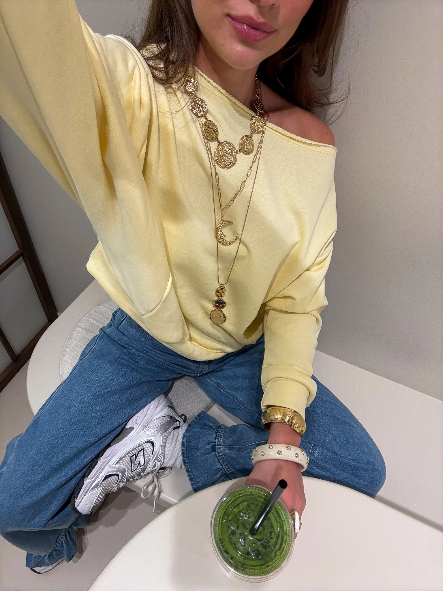 Riz Off Shoulder Trui Geel - Image 4