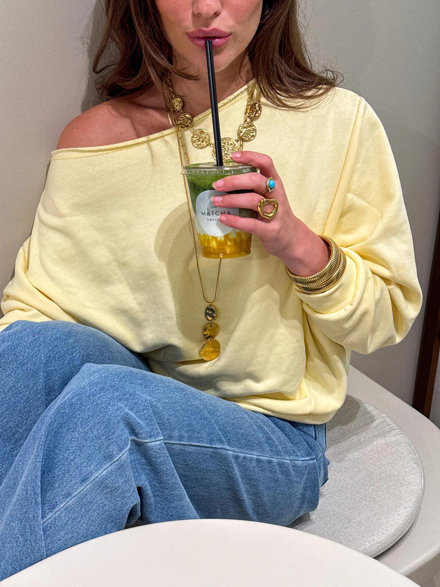 Riz Off Shoulder Trui Geel - Image 6