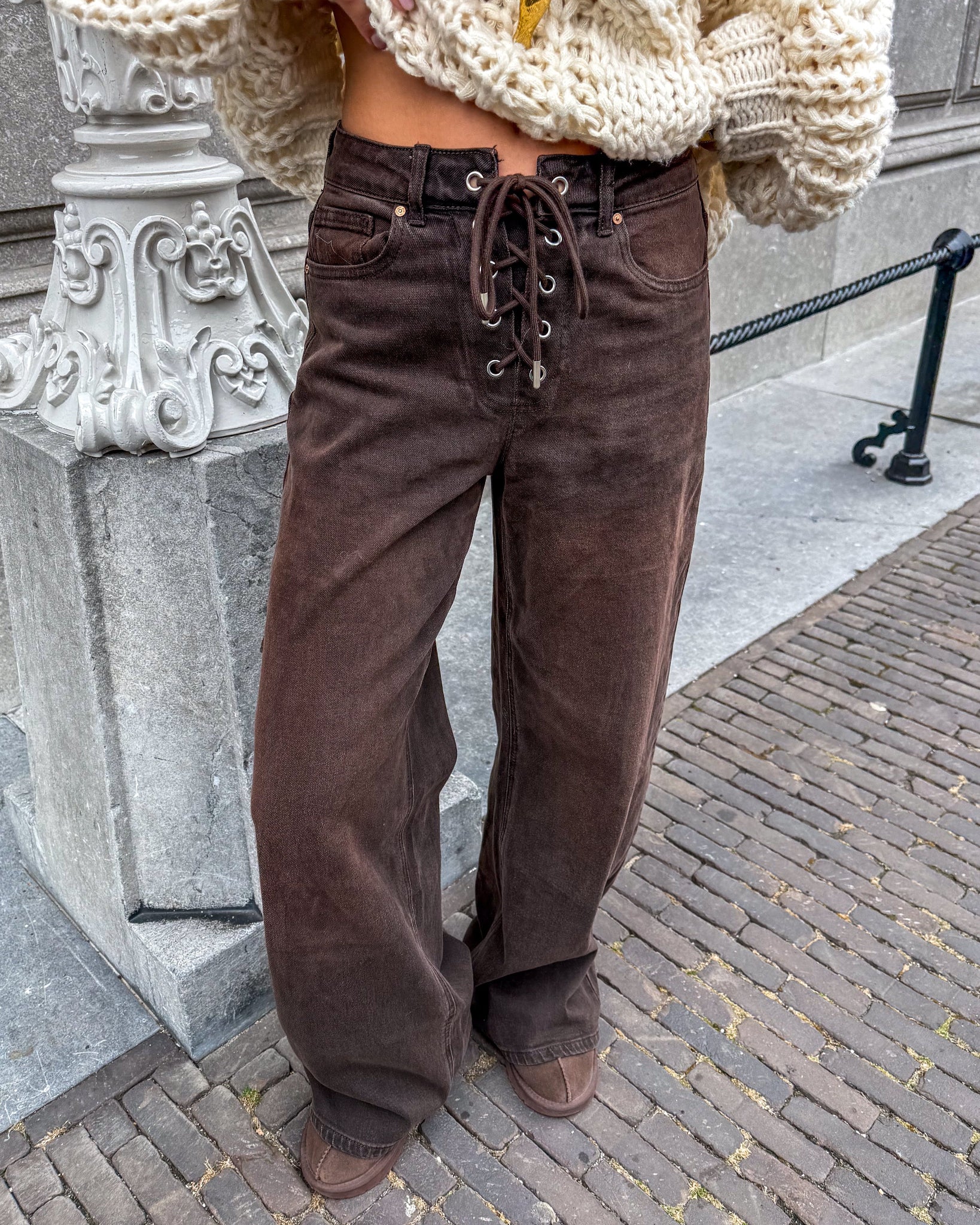 Rope Wide Leg Jeans Bruin
