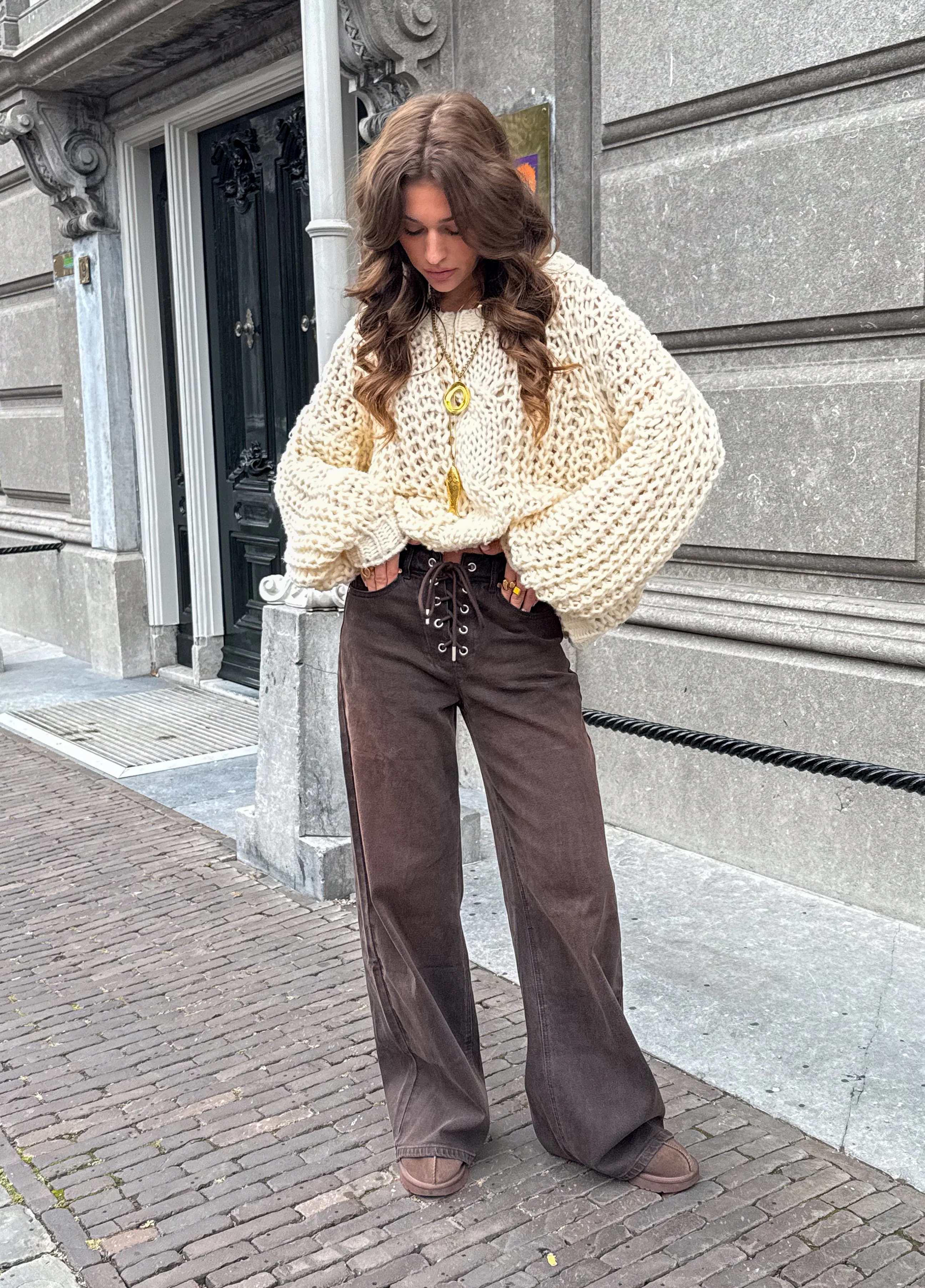 Rope Wide Leg Jeans Bruin - Image 2