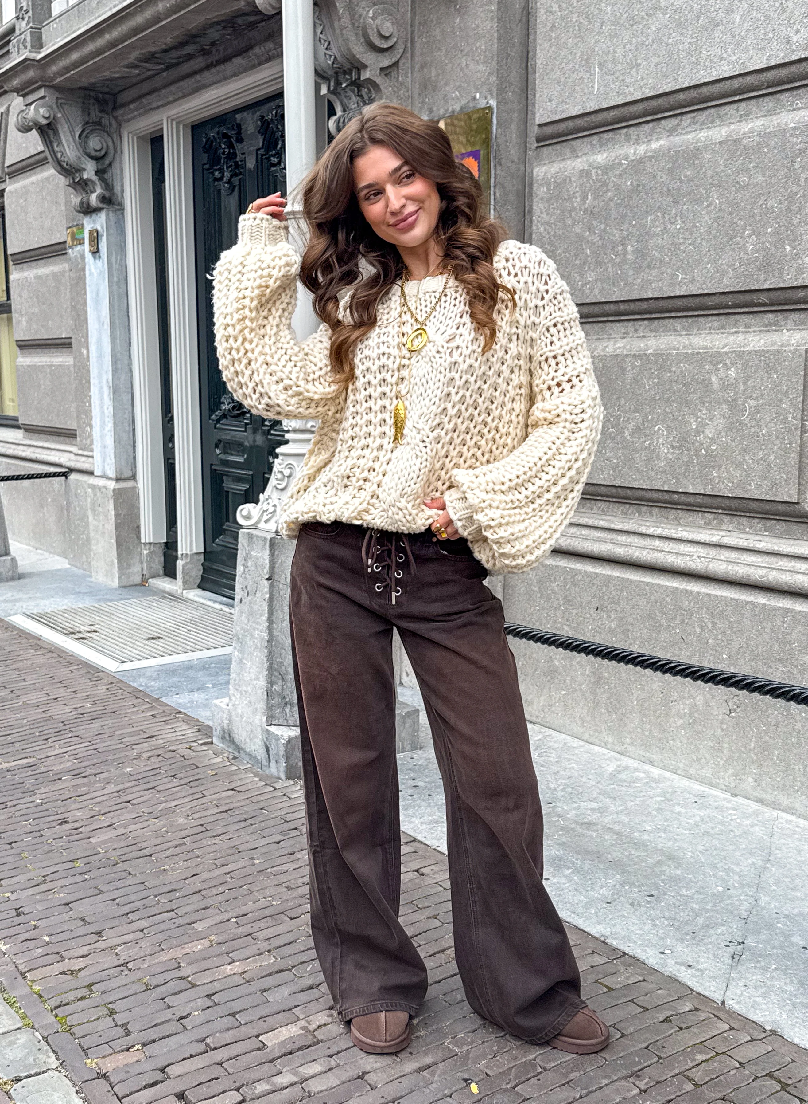 Rope Wide Leg Jeans Bruin - Image 5