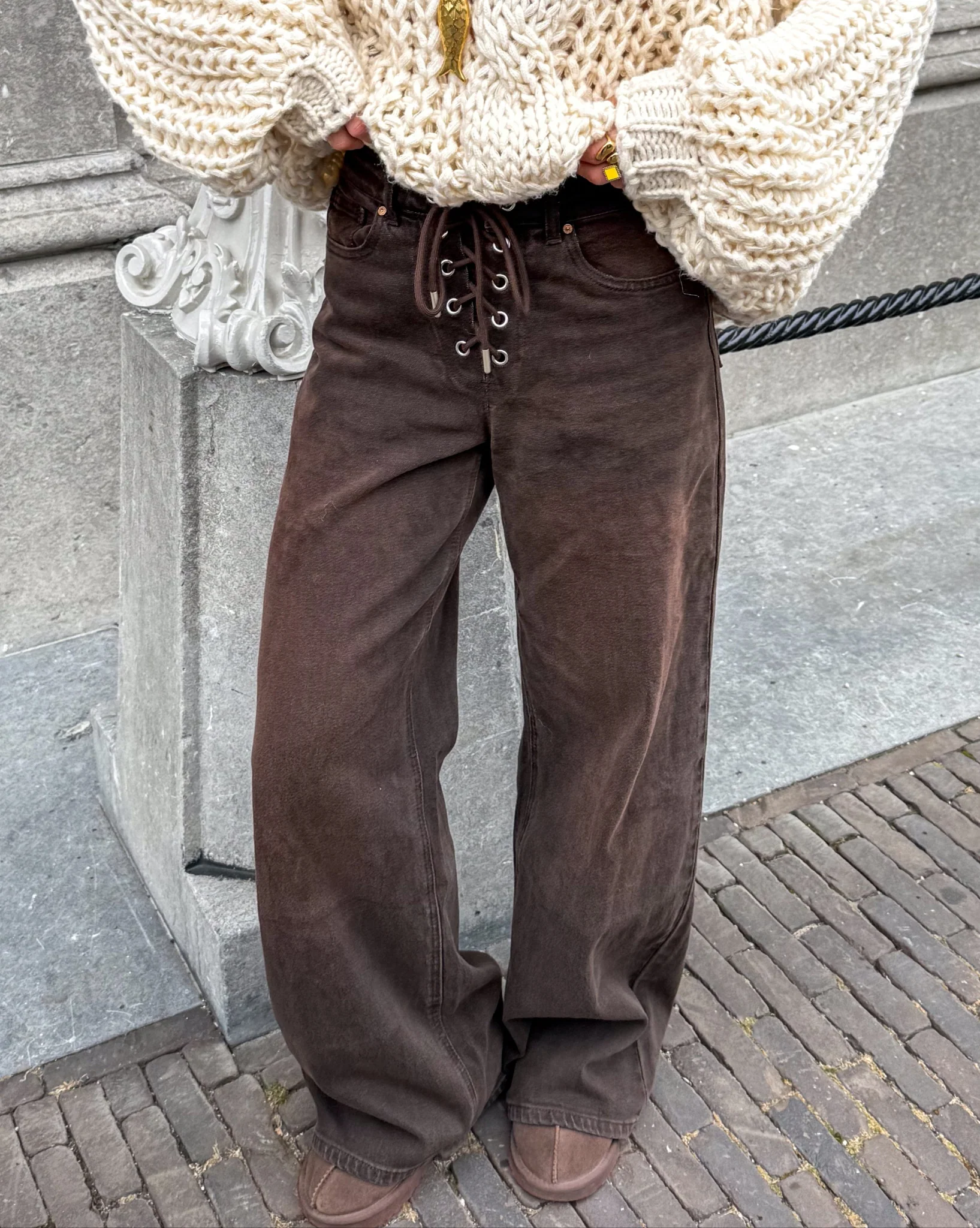 Rope Wide Leg Jeans Bruin - Image 6