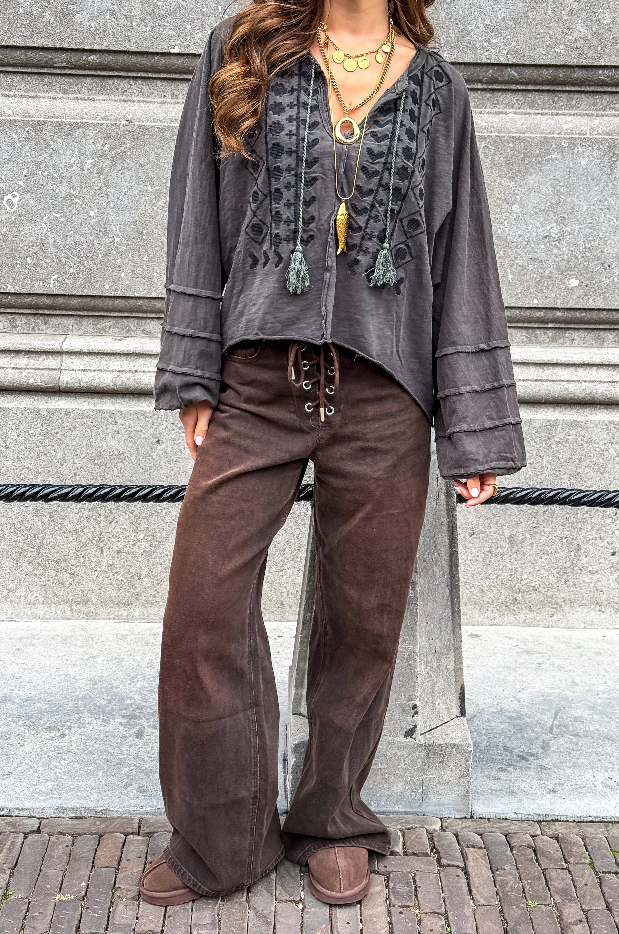 Rope Wide Leg Jeans Bruin - Image 7