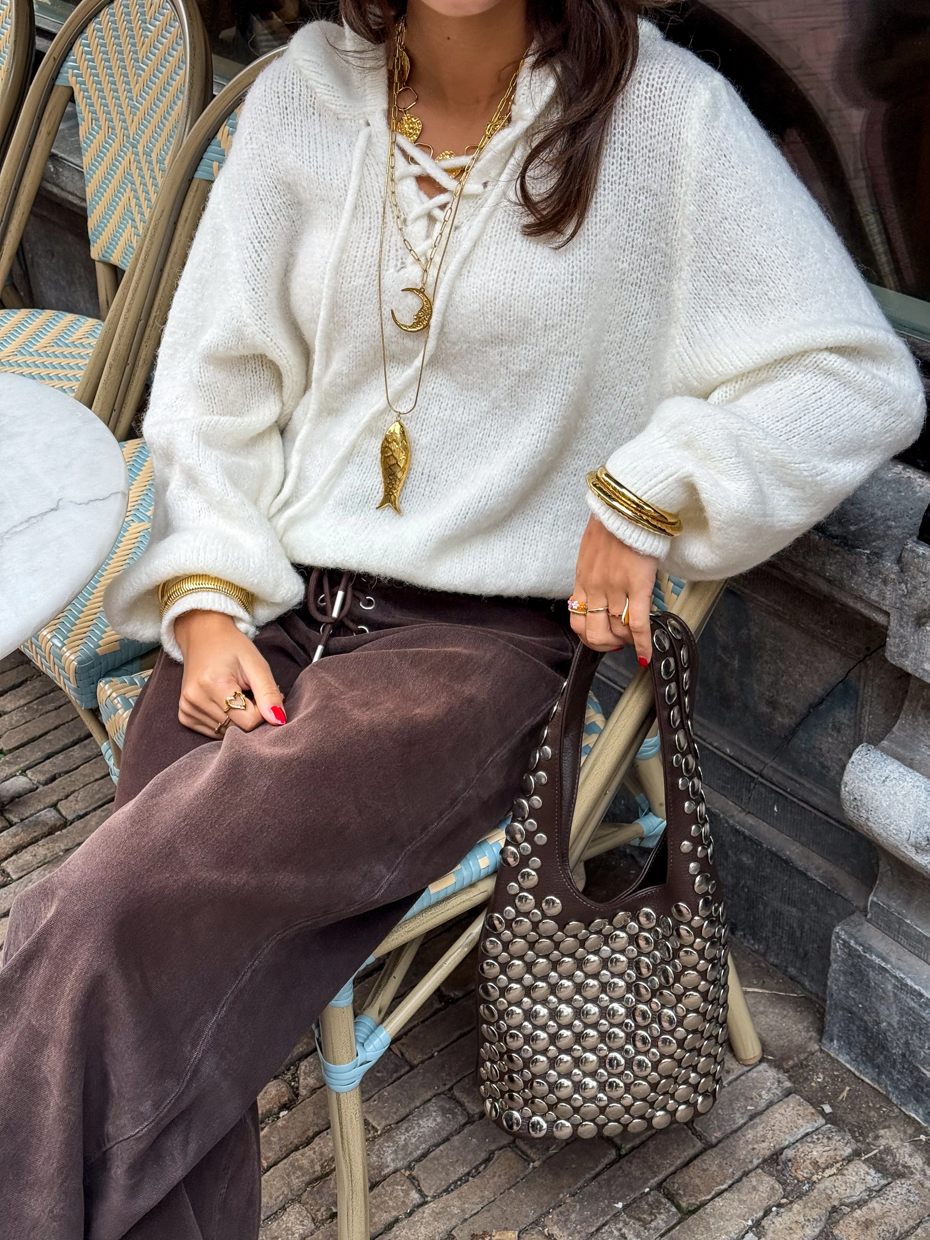 Rope Wide Leg Jeans Bruin - Image 8