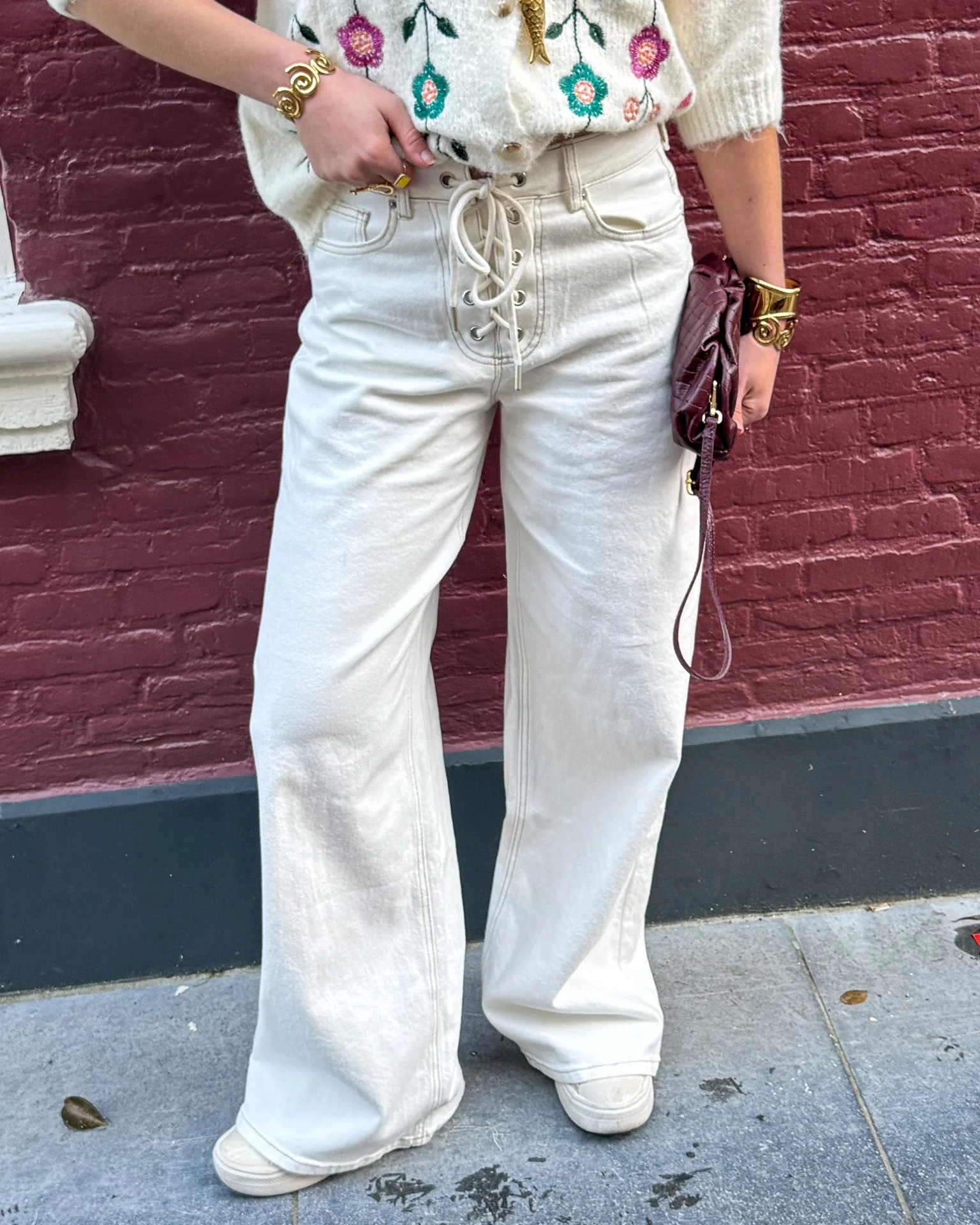 Rope Wide Leg Jeans Wit - Image 6