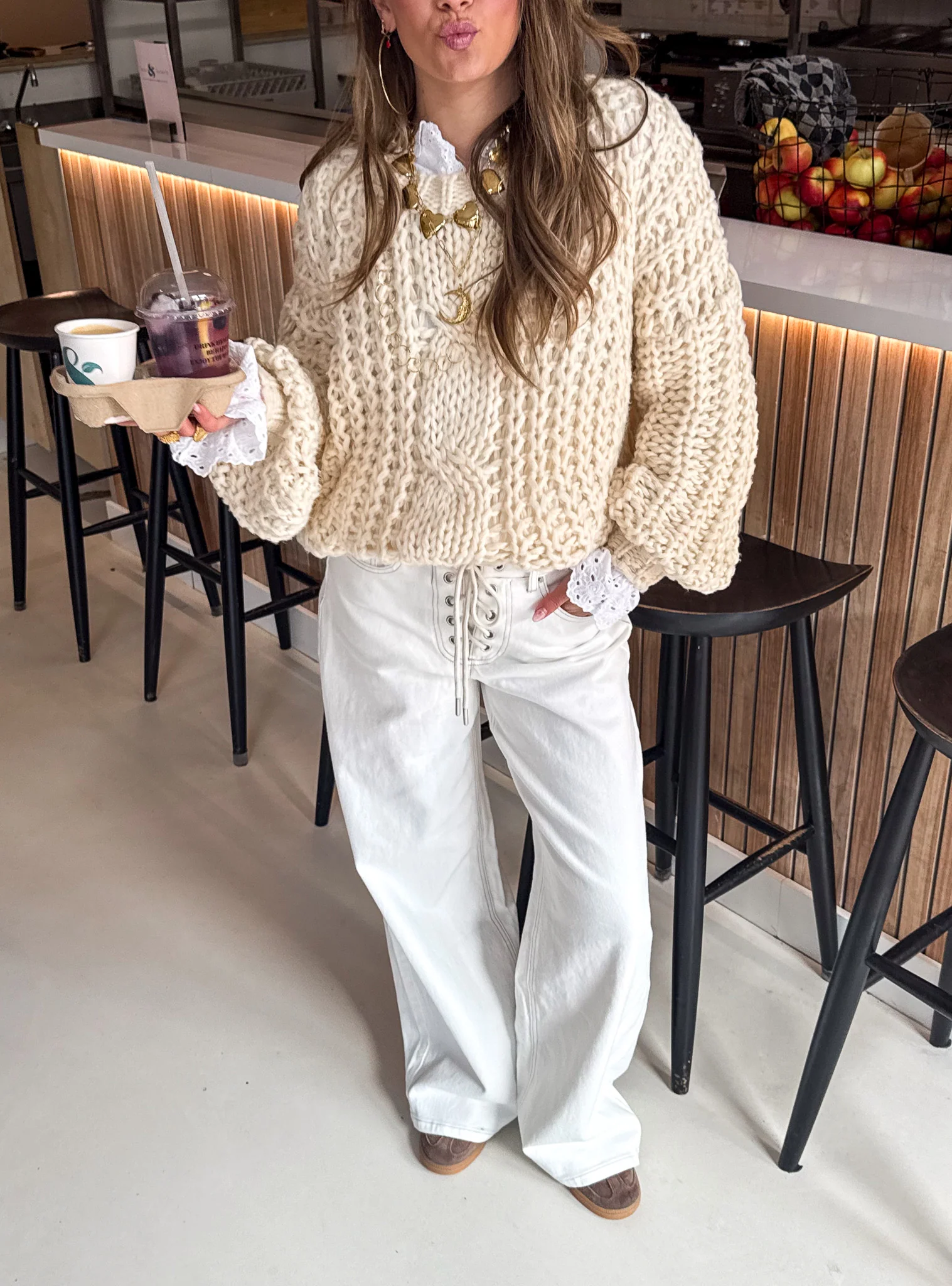 Rope Wide Leg Jeans Wit - Image 9