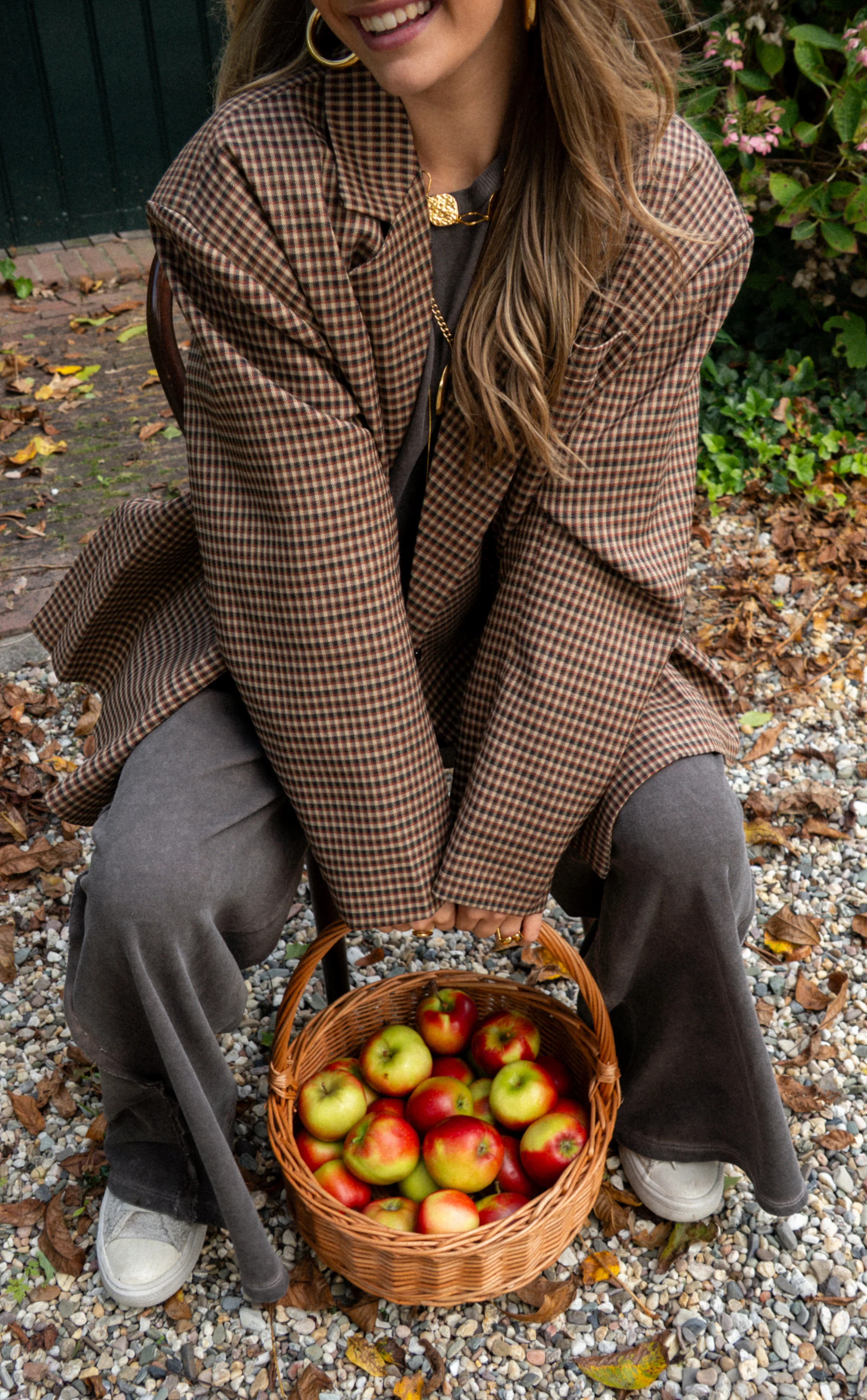 Saint Oversized Geruite Blazer Bruin - Image 5