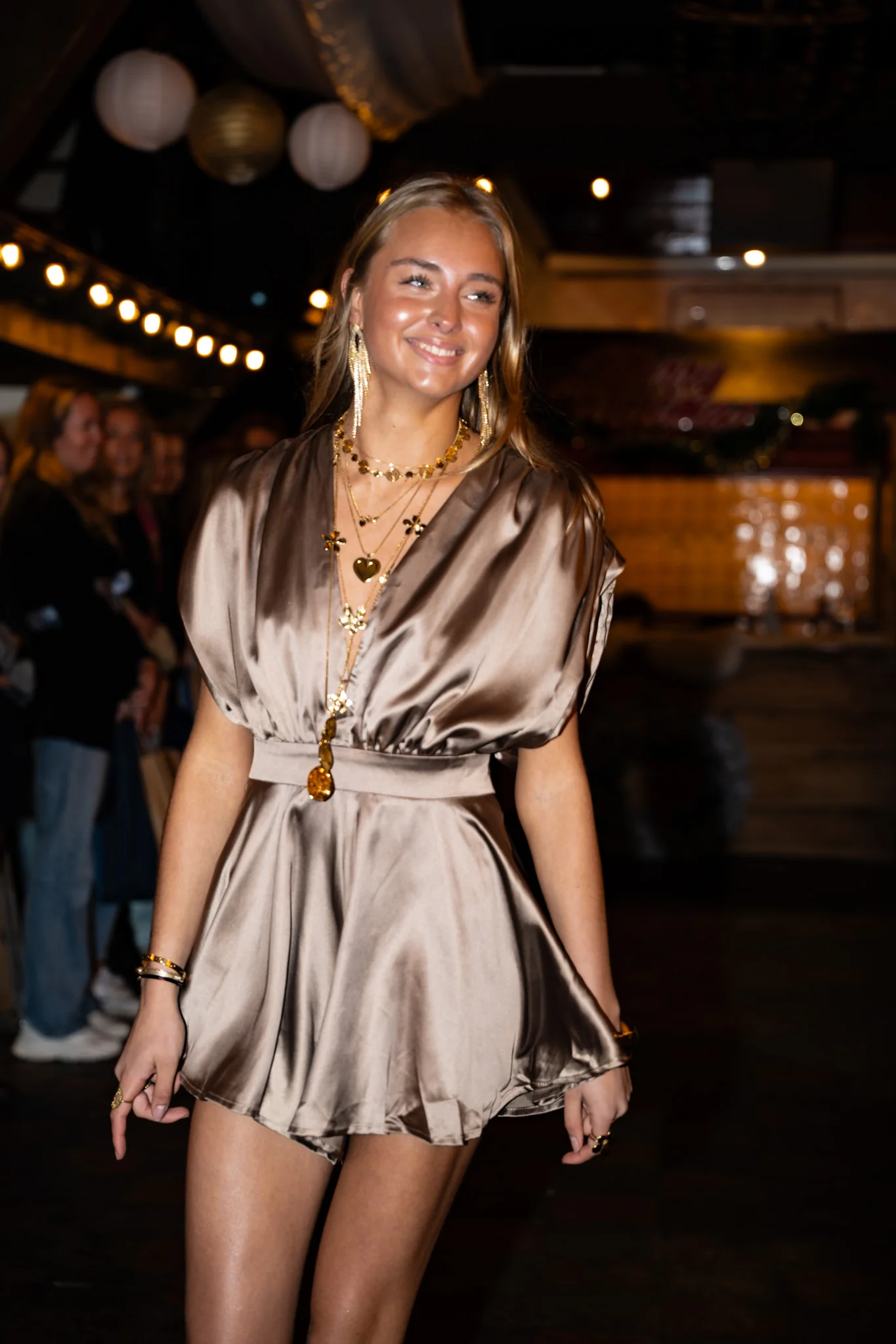 Satin Kiss Playsuit Taupe - Image 6