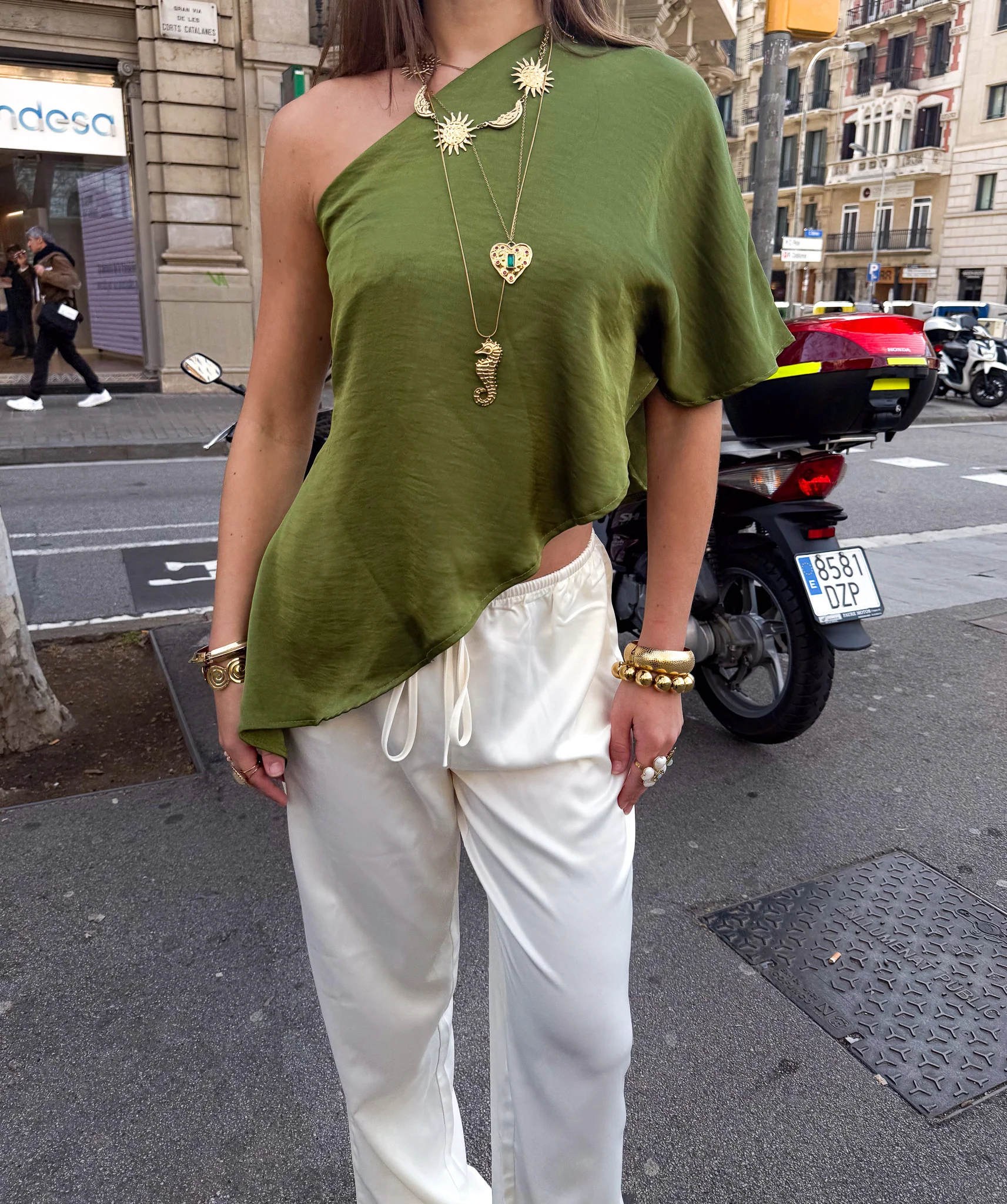 Sem One Shoulder Top Groen - Image 3