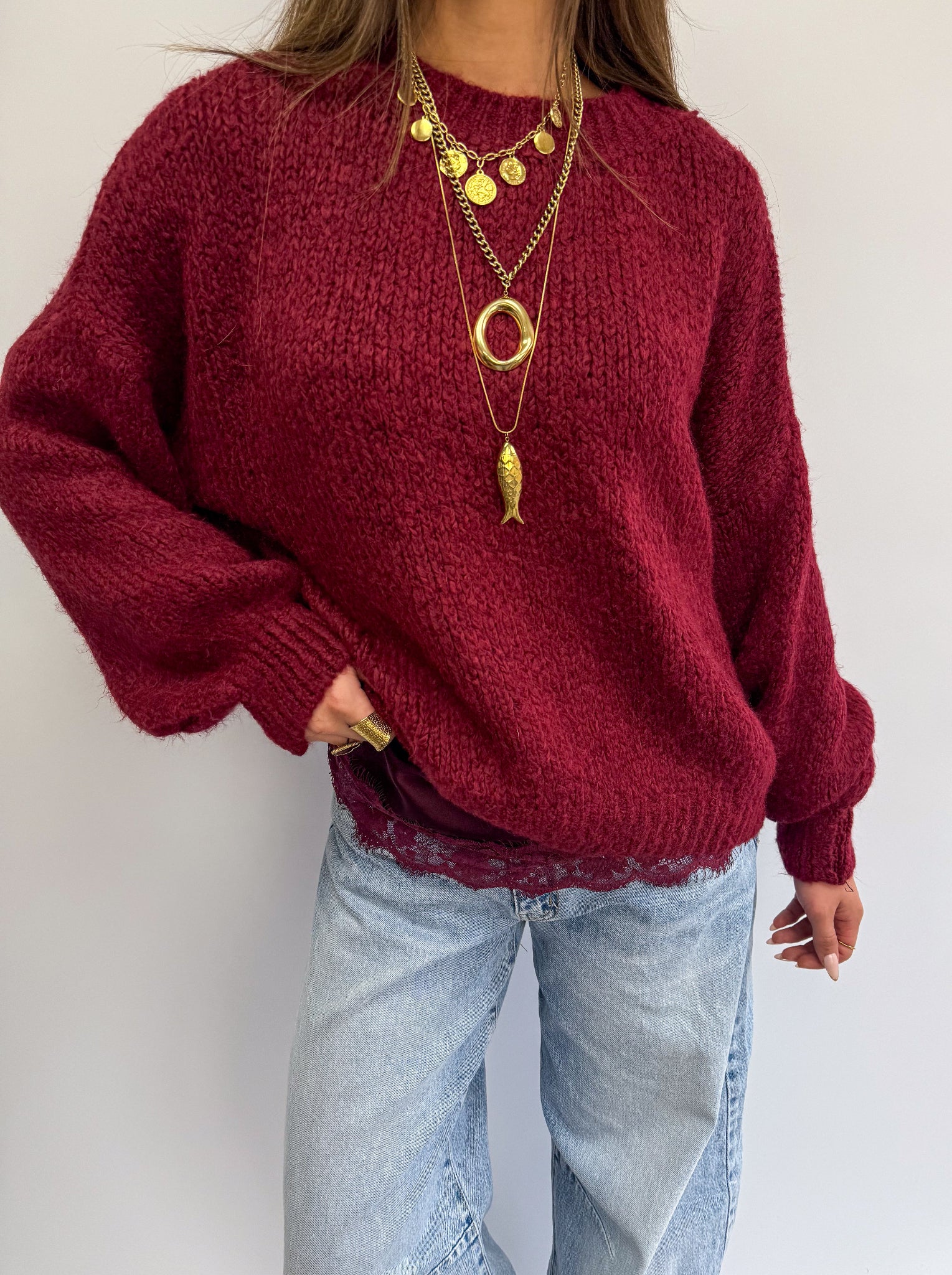 Sensa Lace Top Bordeaux - Image 7