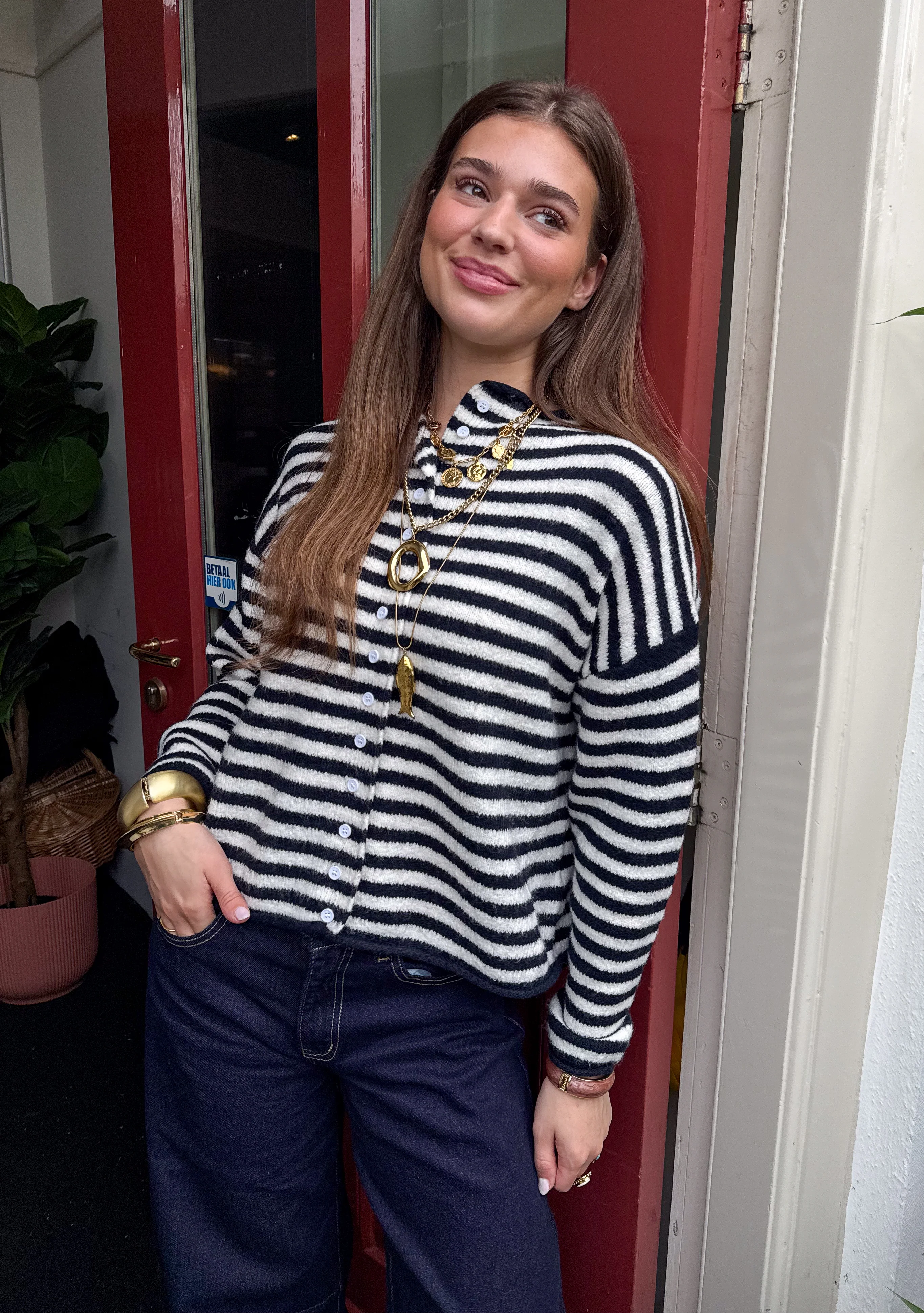 Serena Vest Gestreept Navy - Image 6