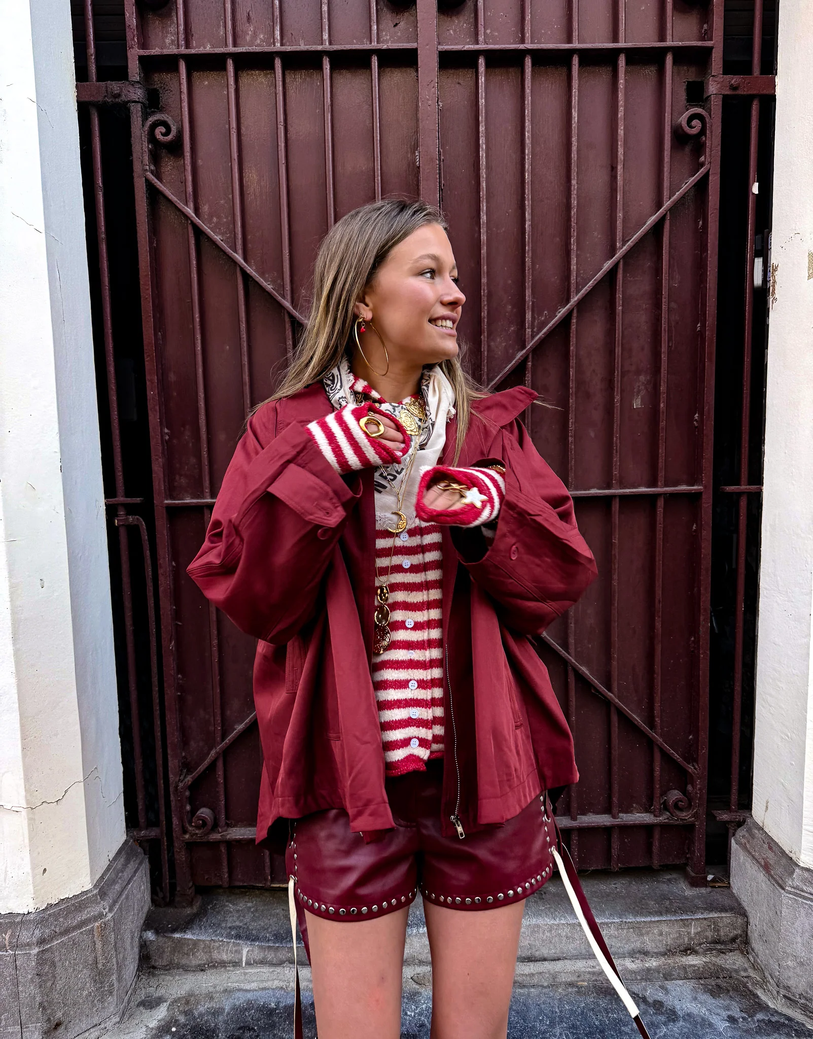 Serena Vest Gestreept Rood - Image 3