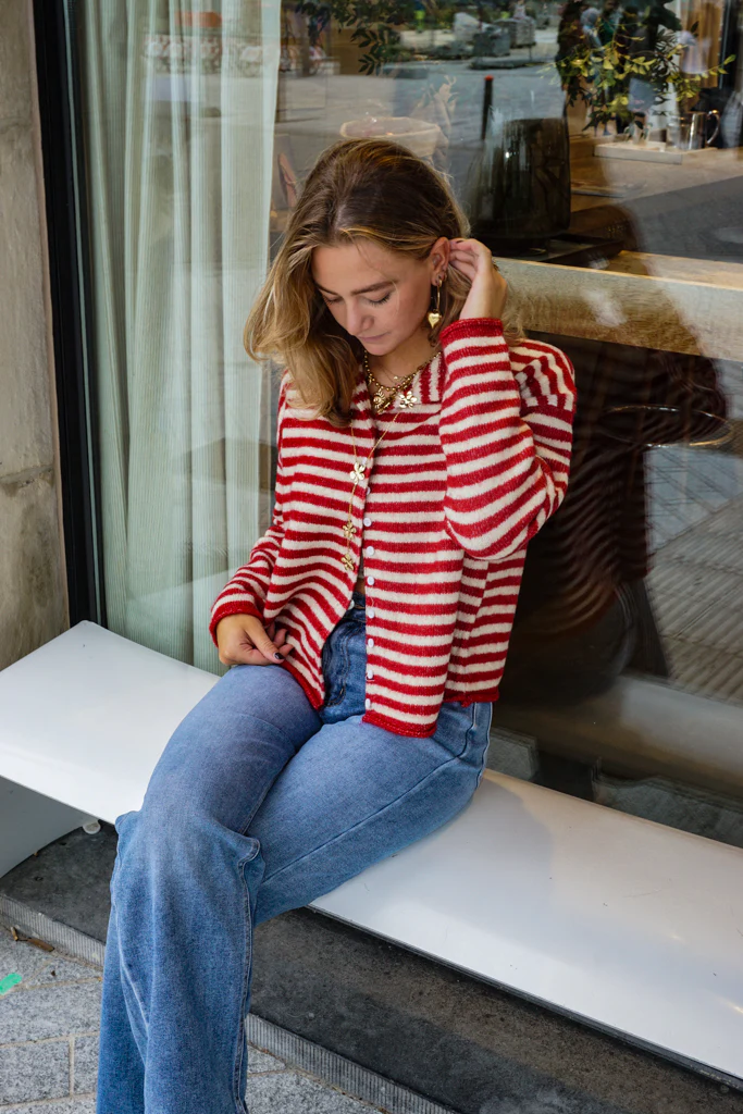 Serena Vest Gestreept Rood - Image 4