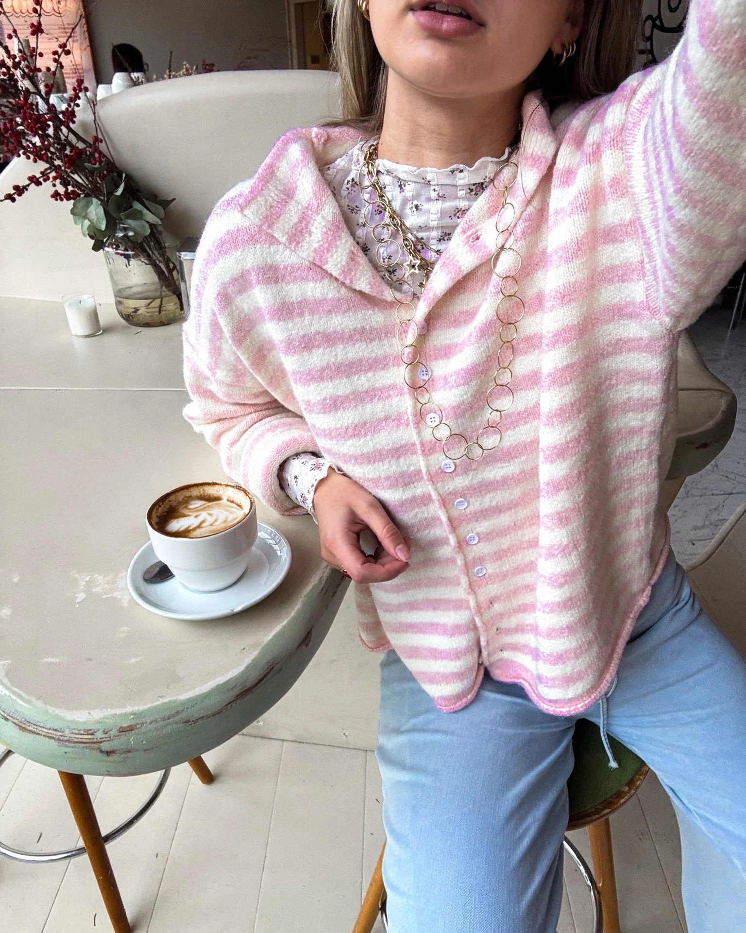 Serena Vest Gestreept Roze - Image 3