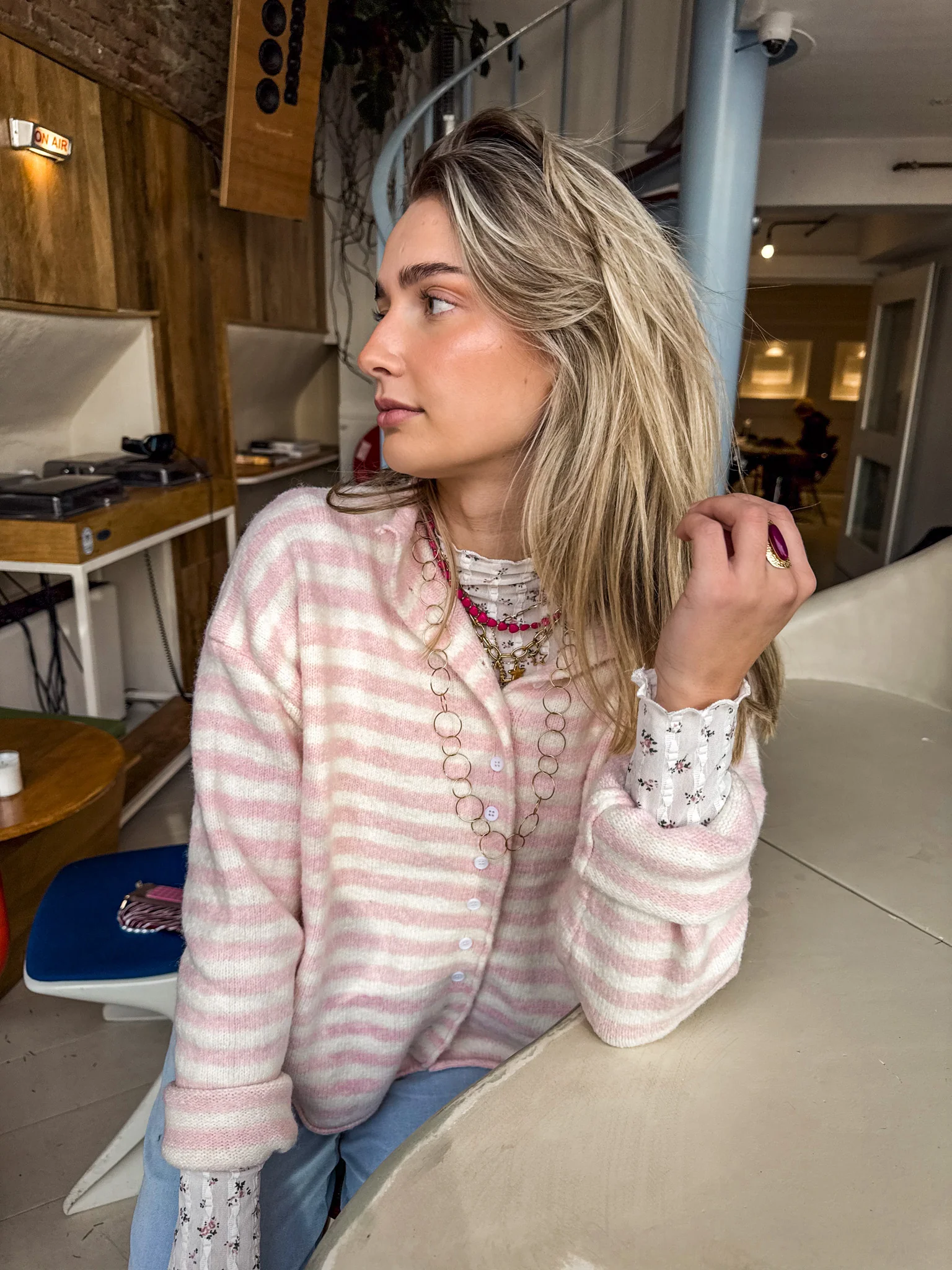 Serena Vest Gestreept Roze - Image 4