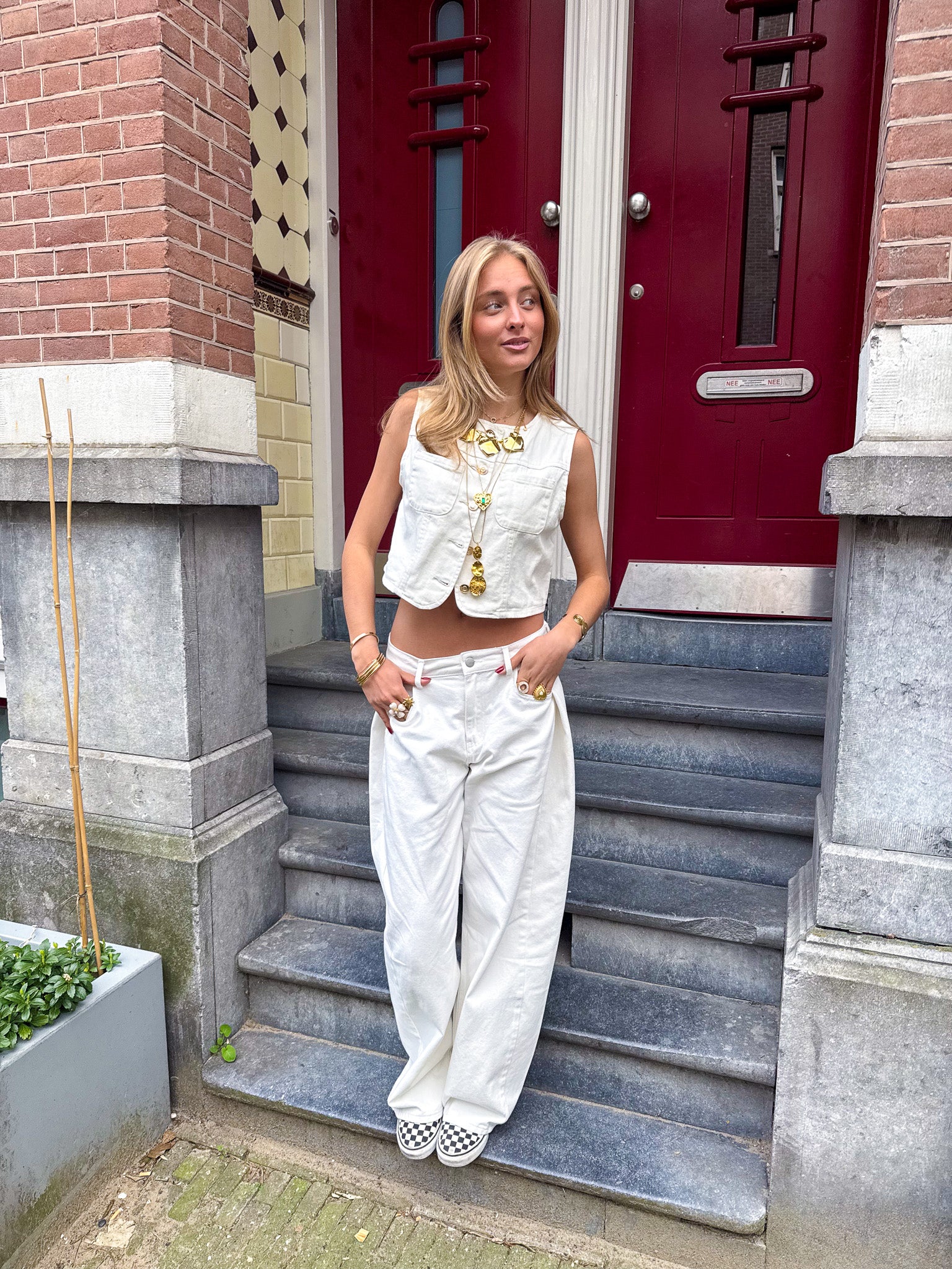 Streetline Wide Leg Jeans Wit - Image 3
