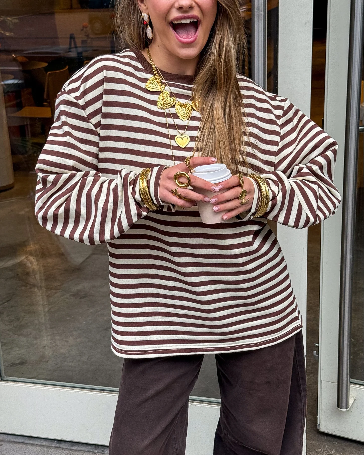 Stripes on Stripes Longsleeve Bruin - Image 2
