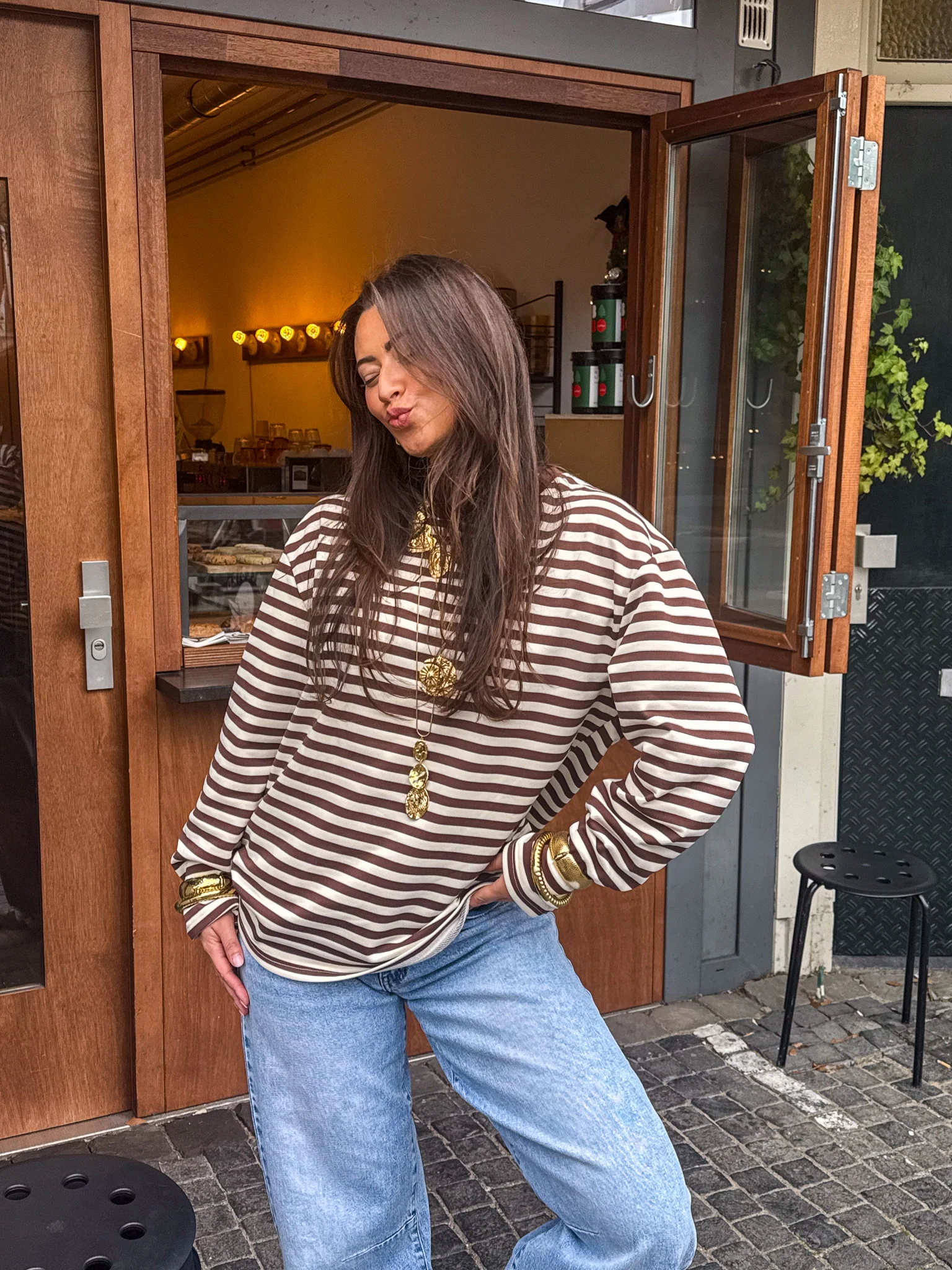 Stripes on Stripes Longsleeve Bruin - Image 5
