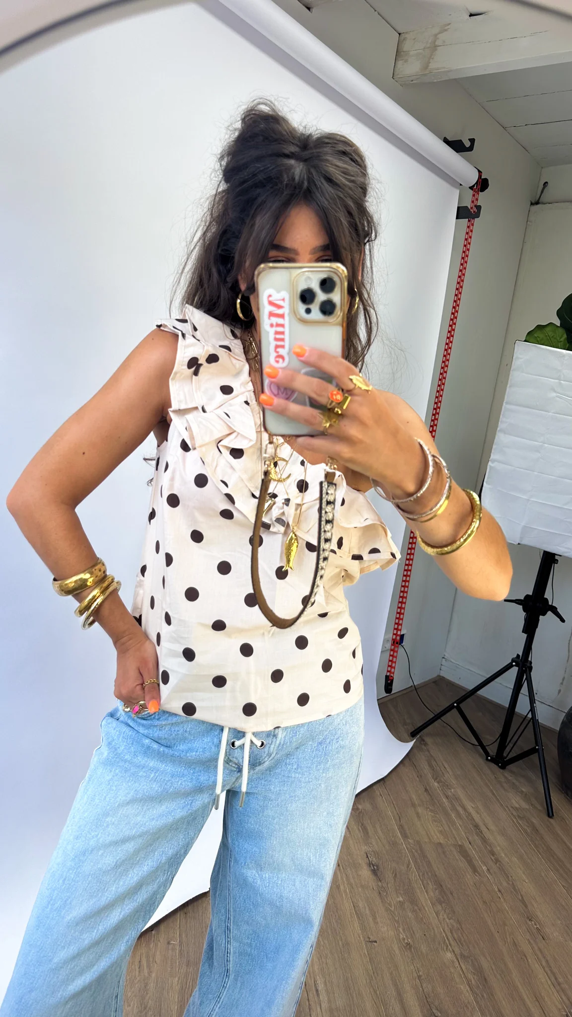 Veerle Stippen Top Beige - Image 3